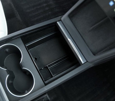 Wieport - Mittelkonsole Organizer mit rutschfestem Boden für Tesla Model 3 Highland (2024+)
