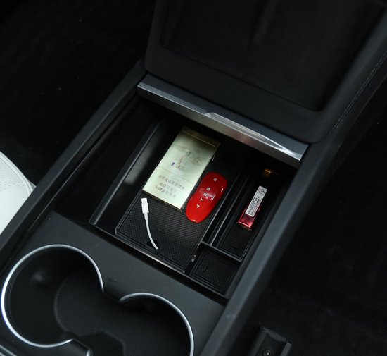 Wieport - Mittelkonsole Organizer mit rutschfestem Boden für Tesla Model 3 Highland (2024+)
