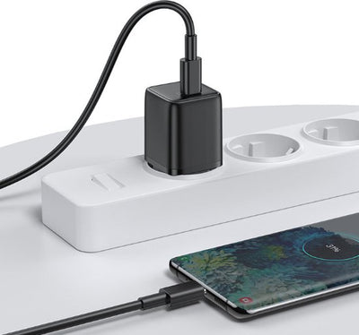 JOYROOM Mini USB C Adapter met Type C Kabel - 25W Snellader - Zwart