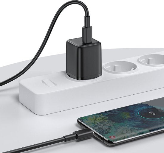 JOYROOM Mini USB C Adapter met Type C Kabel - 25W Snellader - Zwart