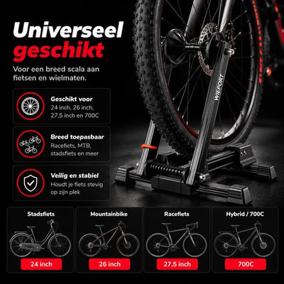 Wieport Opvouwbare Fietsstandaard tot 27.5 inch - Voor Racefiets, MTB & Stadsfiets