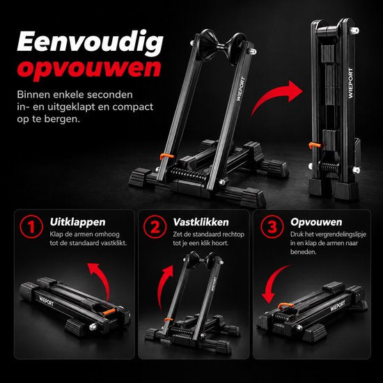 Wieport Bicycle Stand for up to 27.5 inch - Foldable for Road Bike and MTB