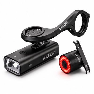 Wieport Fahrradbeleuchtung vorne und hinten - 800 Lumen LED Scheinwerfer & Rücklicht - Wiederaufladbar