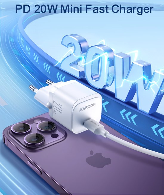 Joyroom USB C Oplader met 1 Meter Lightning Kabel - Zwart