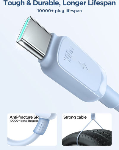 Joyroom S-CC100A14 - USB C naar USB C Kabel 100W - 1.2m - Blauw
