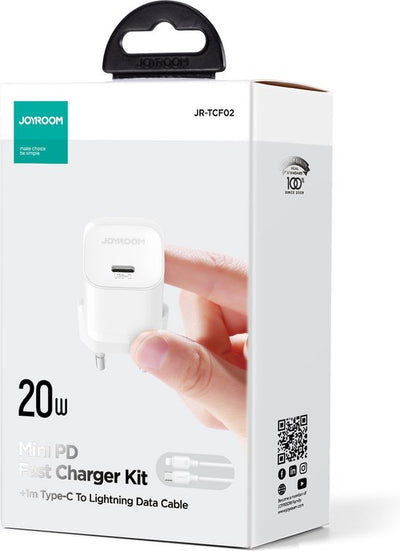 Joyroom 20W mini oplader met 1m Lightning kabel - Wit