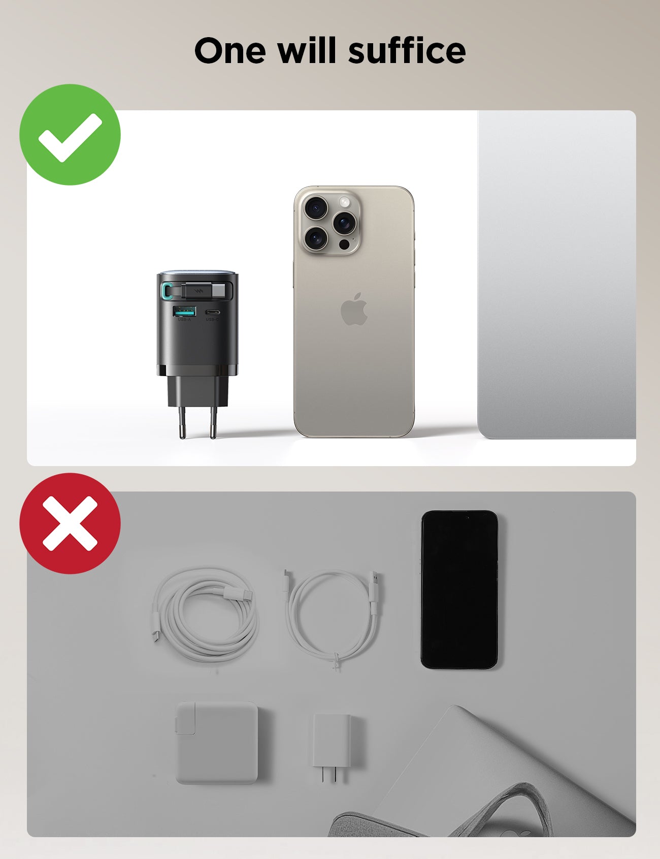 3in1 65W Fast Charger + With Retractable USB C Cable