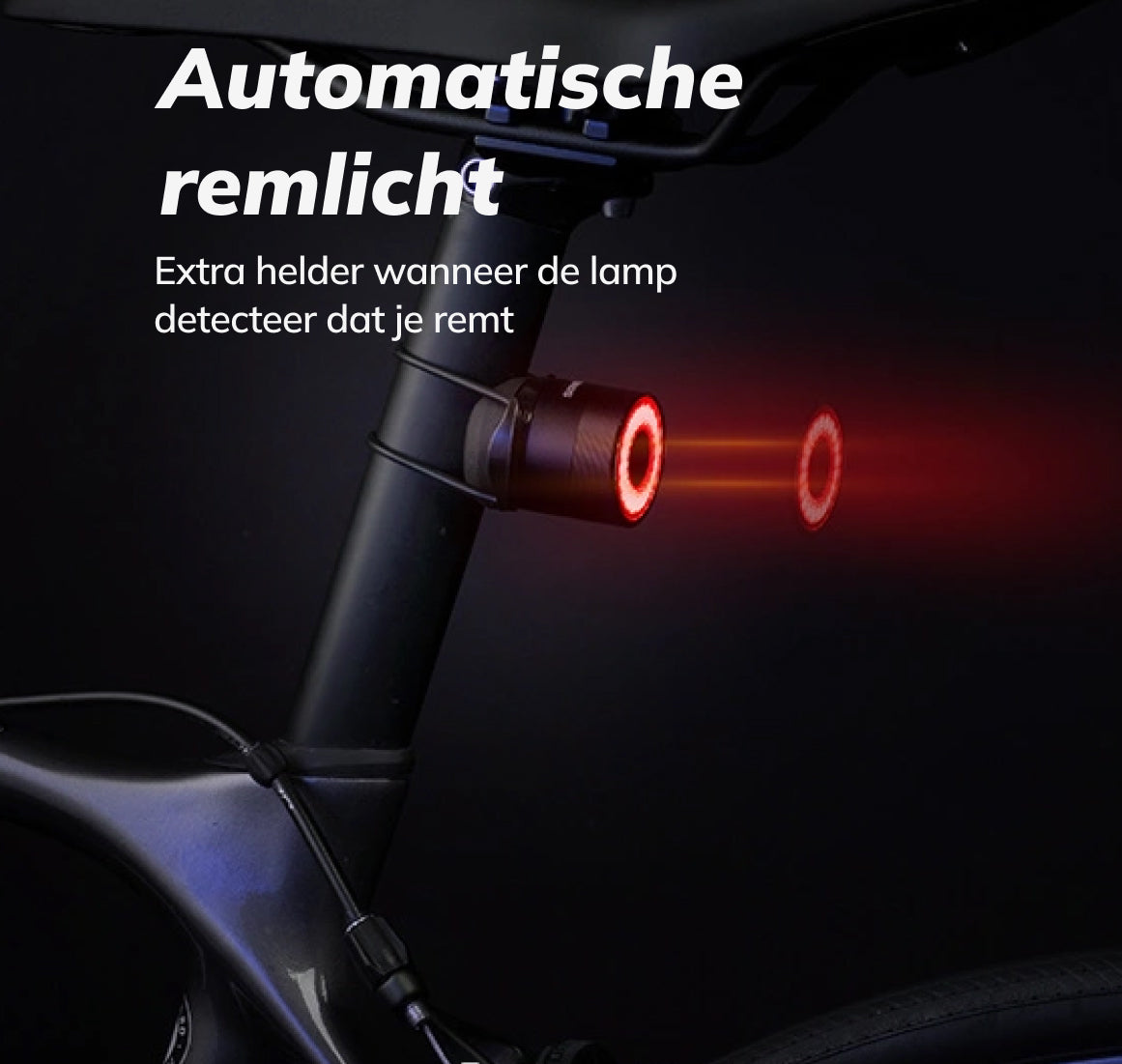 Smart Bike Tail Light with Brake Sensor - 90 lumen - Rechargeable - IPX5 Water Resistant