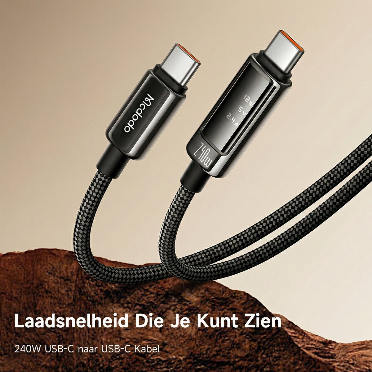 Cable USB-C to USB-C 240W with OLED Display - 1.2M