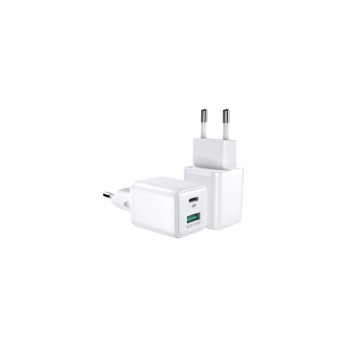 JOYROOM Mini USB C and USB A Adapter - 30W Fast Charger - White